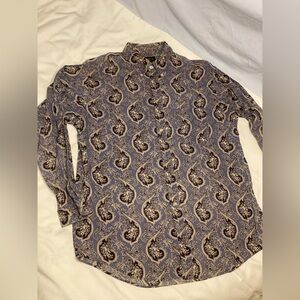 J. Crew vintage men’s blue/black paisley long sleeve shirt L
